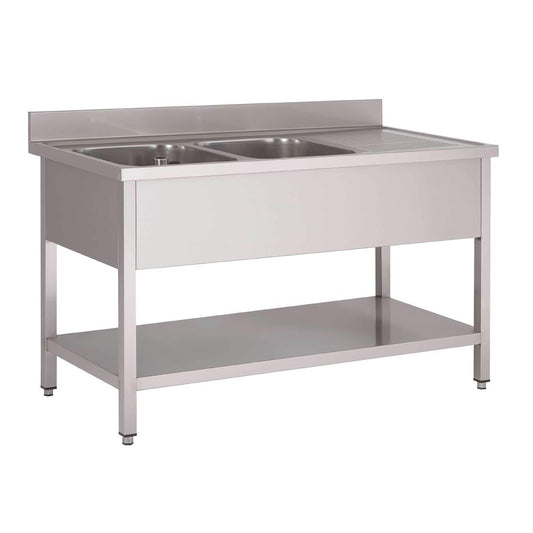 GN203 Gastro M RVS spoeltafel 2 spoelbakken links 160x70x85cm