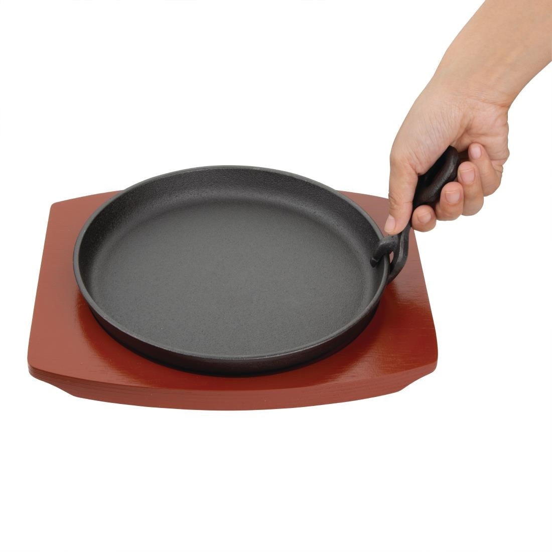 CC311 Olympia ronde gietijzeren schaal met houten onderzetter 22cm