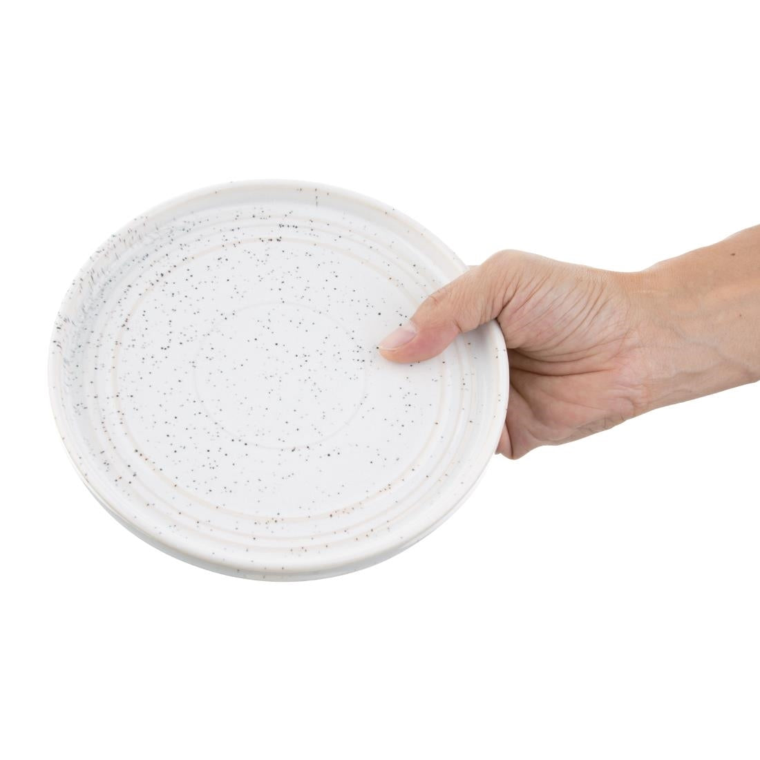 FD902 Olympia Cavolo Wit Spikkel Platte Ronde Bord 180mm (6 Stuks)