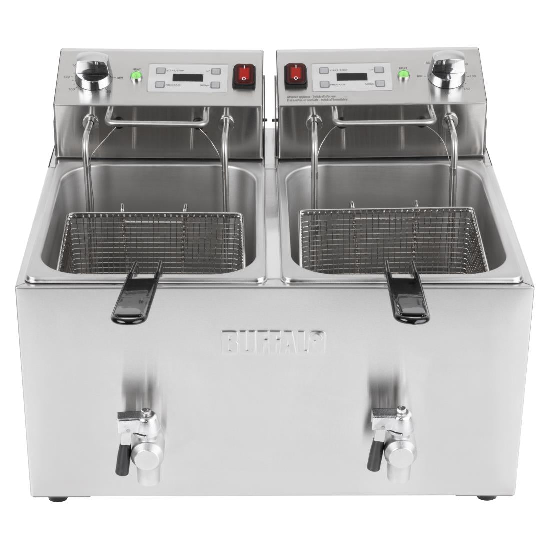 CU621 Buffalo Dubbele Elektrische Friteuse Met Timer 2X8Ltr
