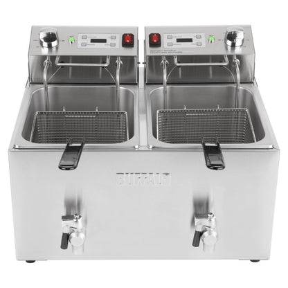 CU621 Buffalo Dubbele Elektrische Friteuse Met Timer 2X8Ltr