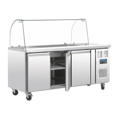 CT394 Polar U-serie GN gekoelde saladette met glazen opzetvitrine 3-deurs