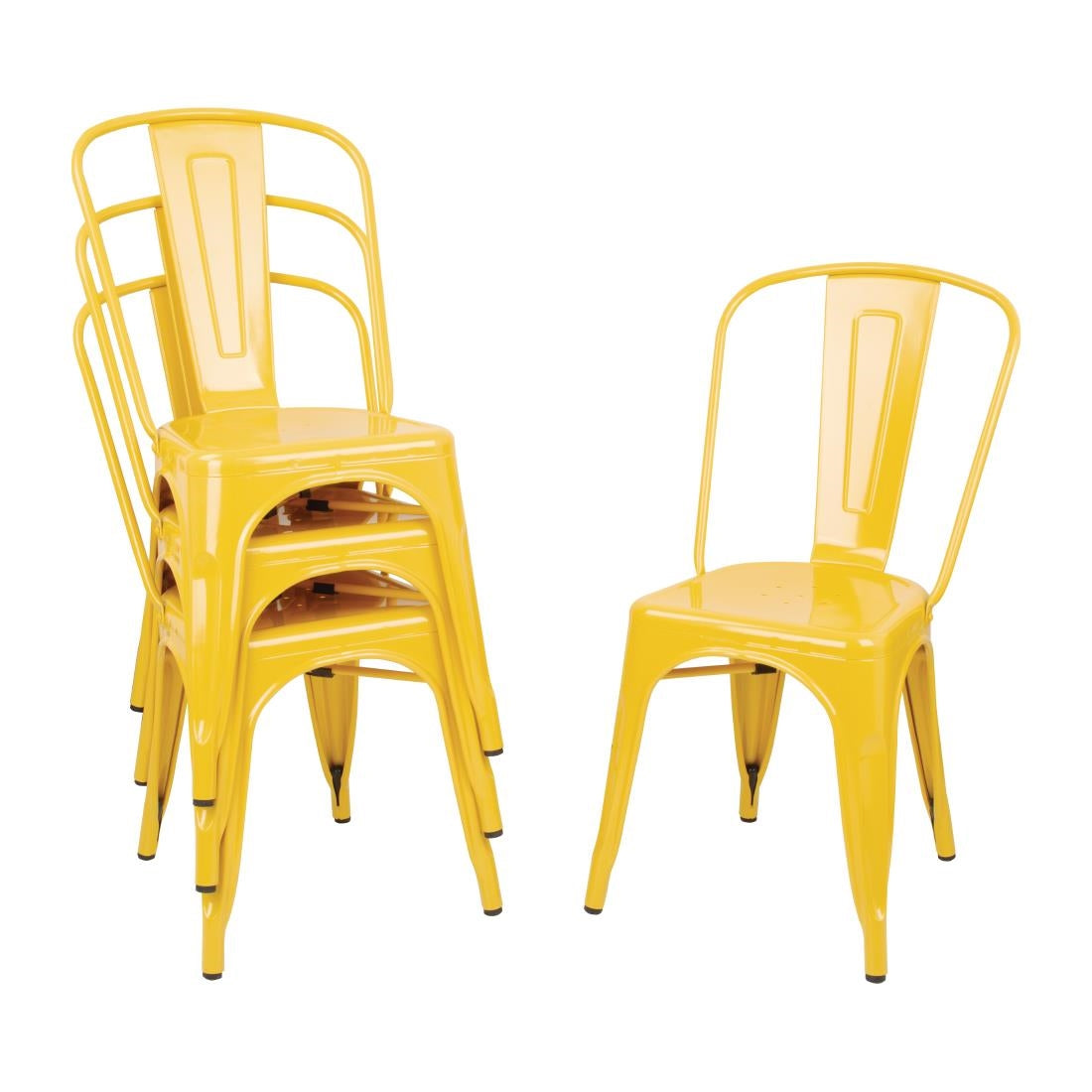 DK292 Bolero Bistro Stalen Bijzetstoelen Geel (4 Stuks)
