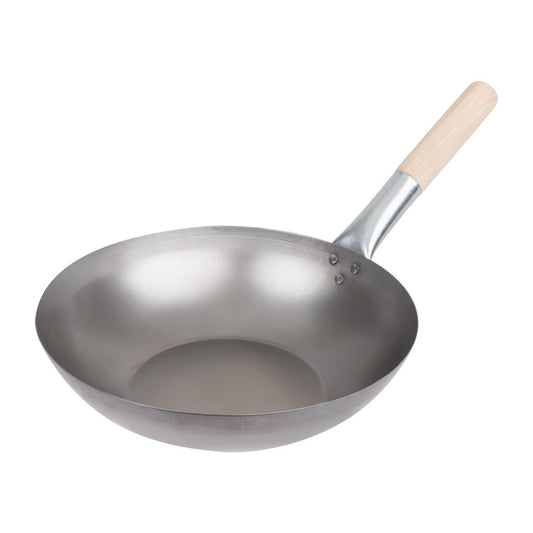 K296 Vogue lichtstalen wok met vlakke bodem 330 mm