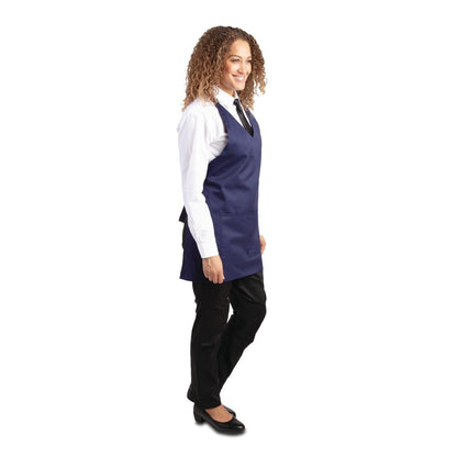 BB137 Whites halterschort met V-hals donkerblauw