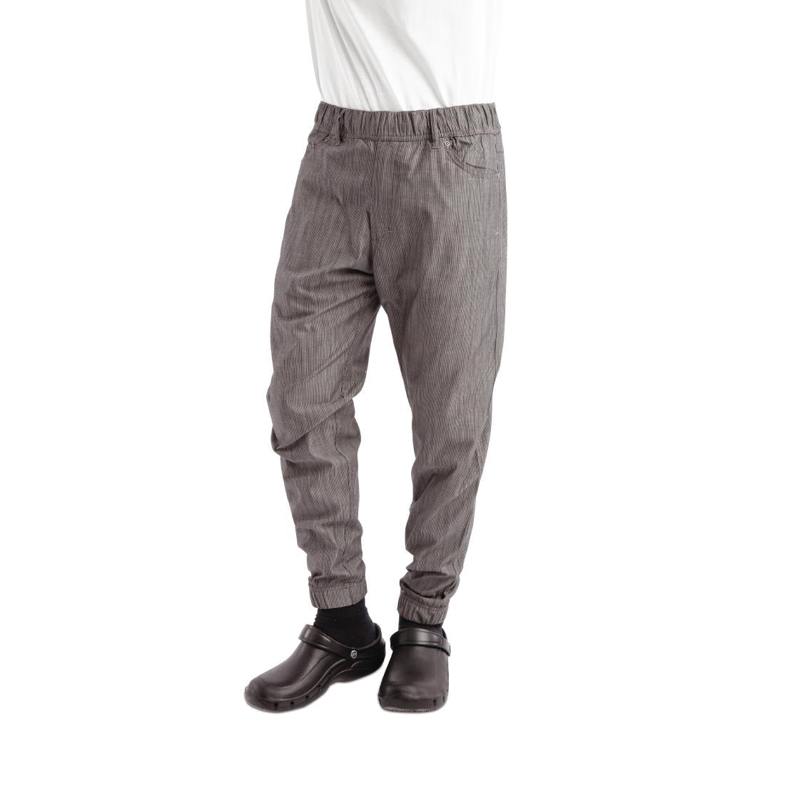 BB300-XL Chef Works Urban Jogger 257 koksbroek zwart-wit fijn gestreept XL