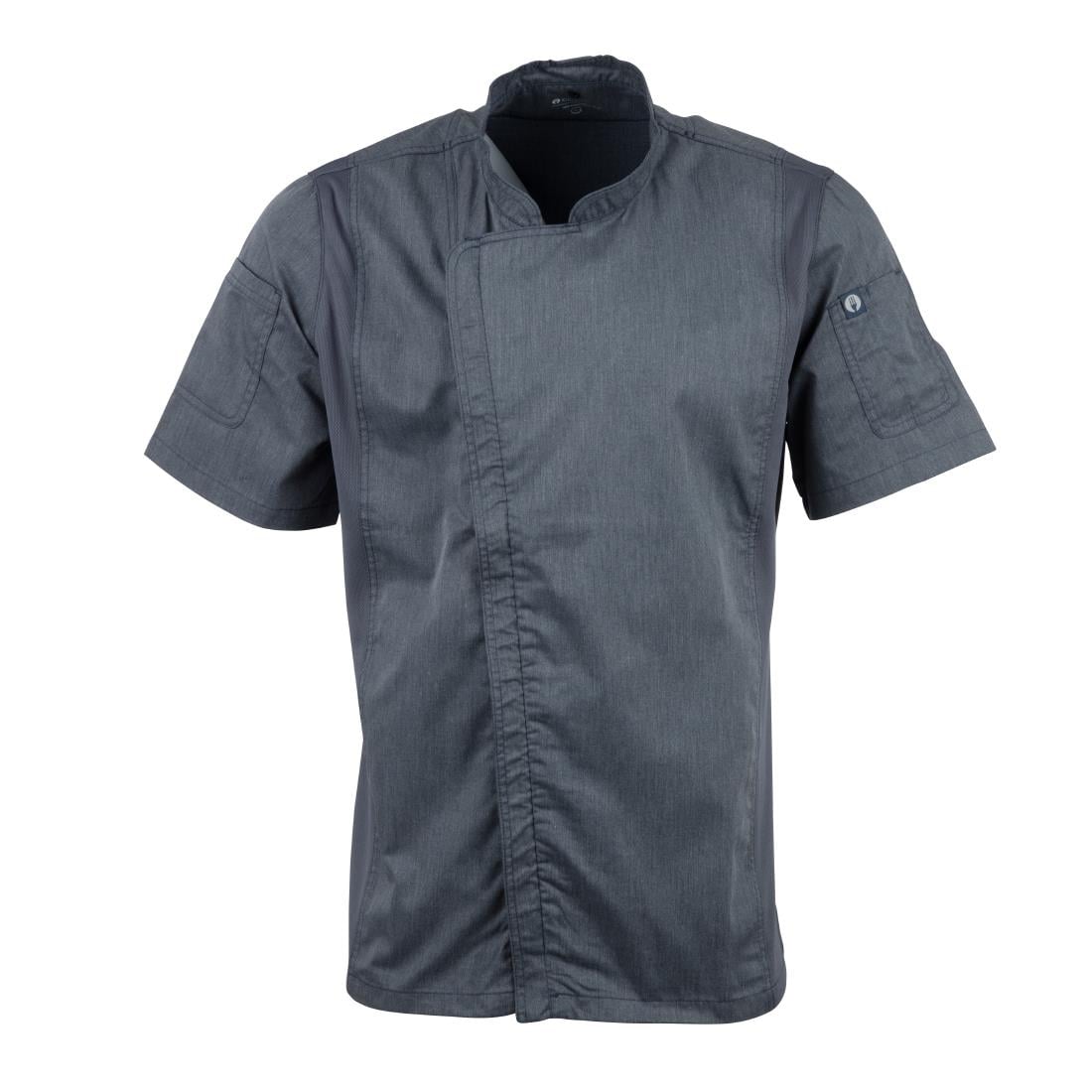 BB267-XS Chef Works Urban Springfield unisex koksbuis met rits korte mouw inktblauw XS