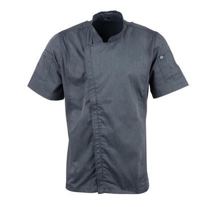 BB267-XS Chef Works Urban Springfield unisex koksbuis met rits korte mouw inktblauw XS