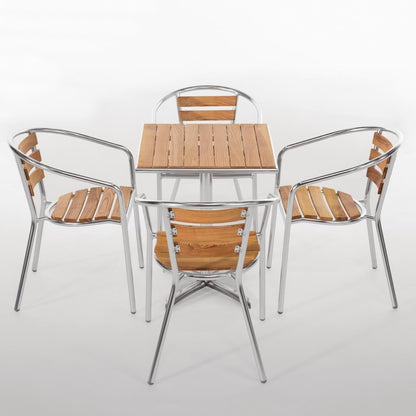 U430 Bolero vierkante terrastafel met essenhouten blad 60cm
