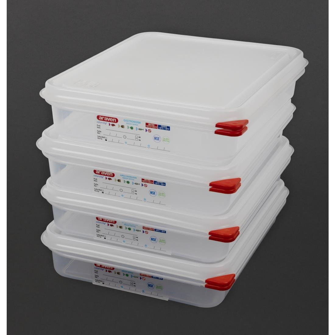 GL261 Araven GN 1/2 voedseldoos met deksel 4Ltr (4 stuks)
