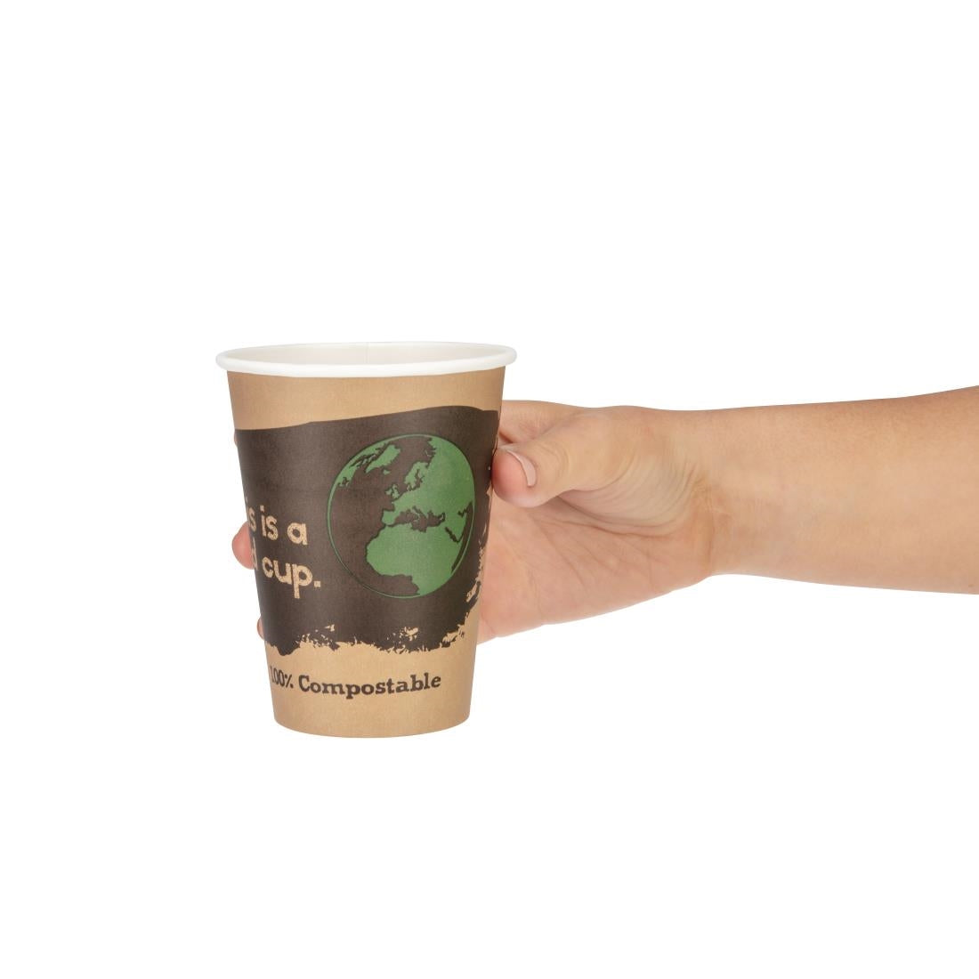 DS059 Fiesta Compostable composteerbare koffiebekers enkelwandig bruin 34cl (50 stuks)