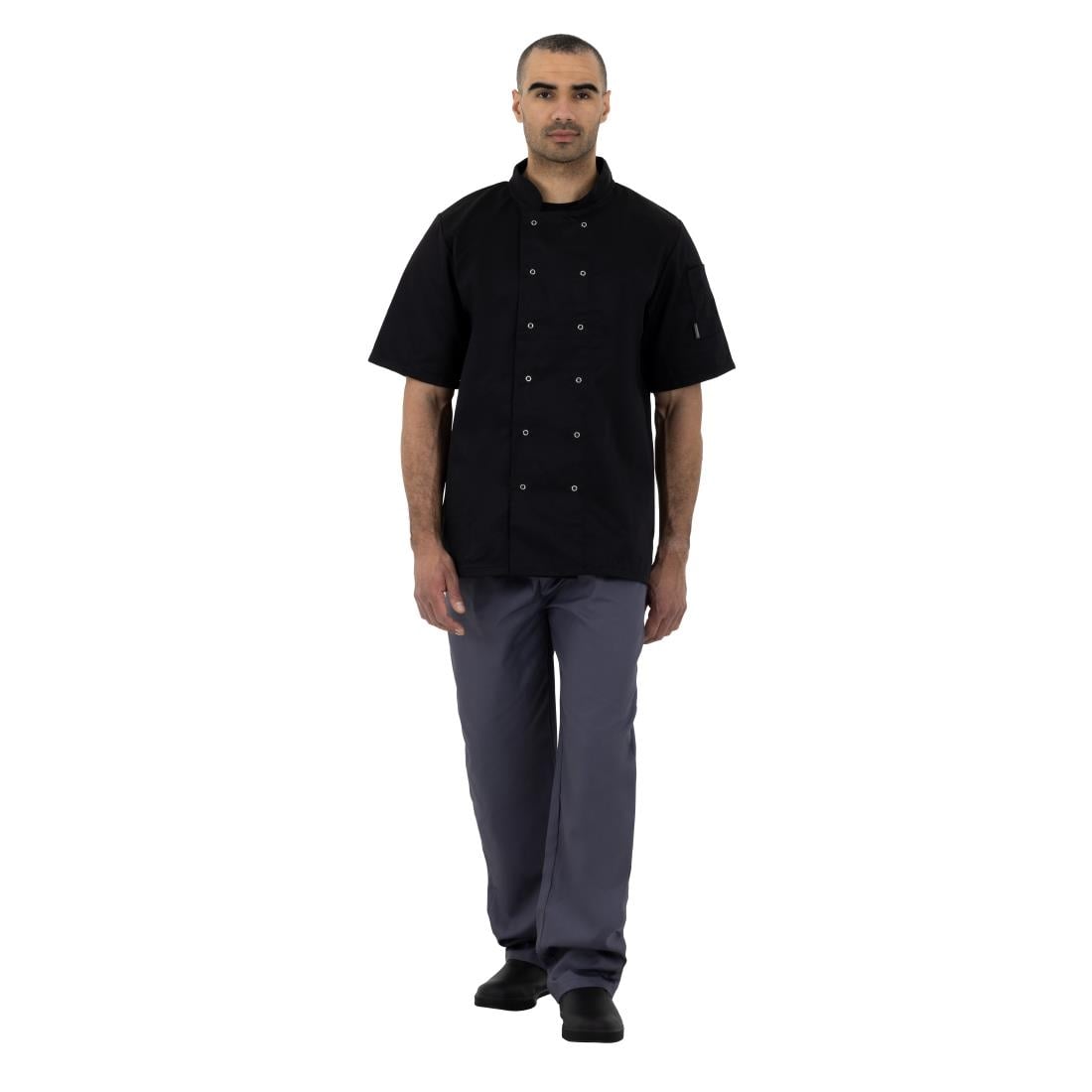 A439-S Whites Vegas unisex koksbuis korte mouw zwart S