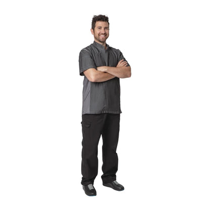 BB270-S Chef Works Urban Delancey denim koksbuis korte mouw grijs S