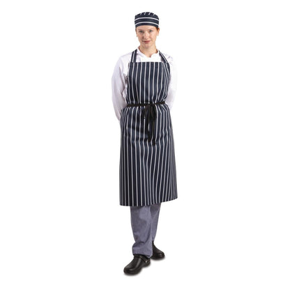 A662 Whites halterschort blauw-wit gestreept extra lang