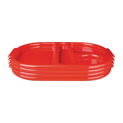 DL126 Olympia Kristallon Voedselschalen Klein Polycarbonaat Compartiment Rood 322mm