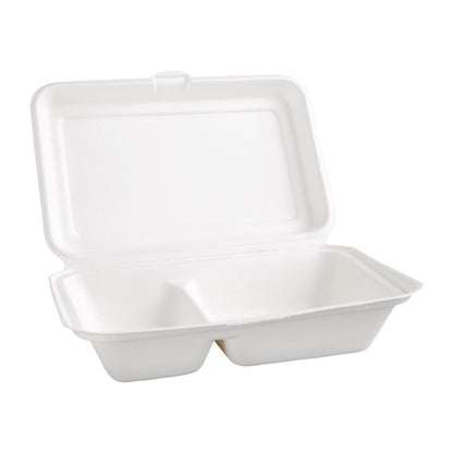FC524 Fiesta Compostable composteerbare bagasse voedseldozen 2 compartimenten (200 stuks)