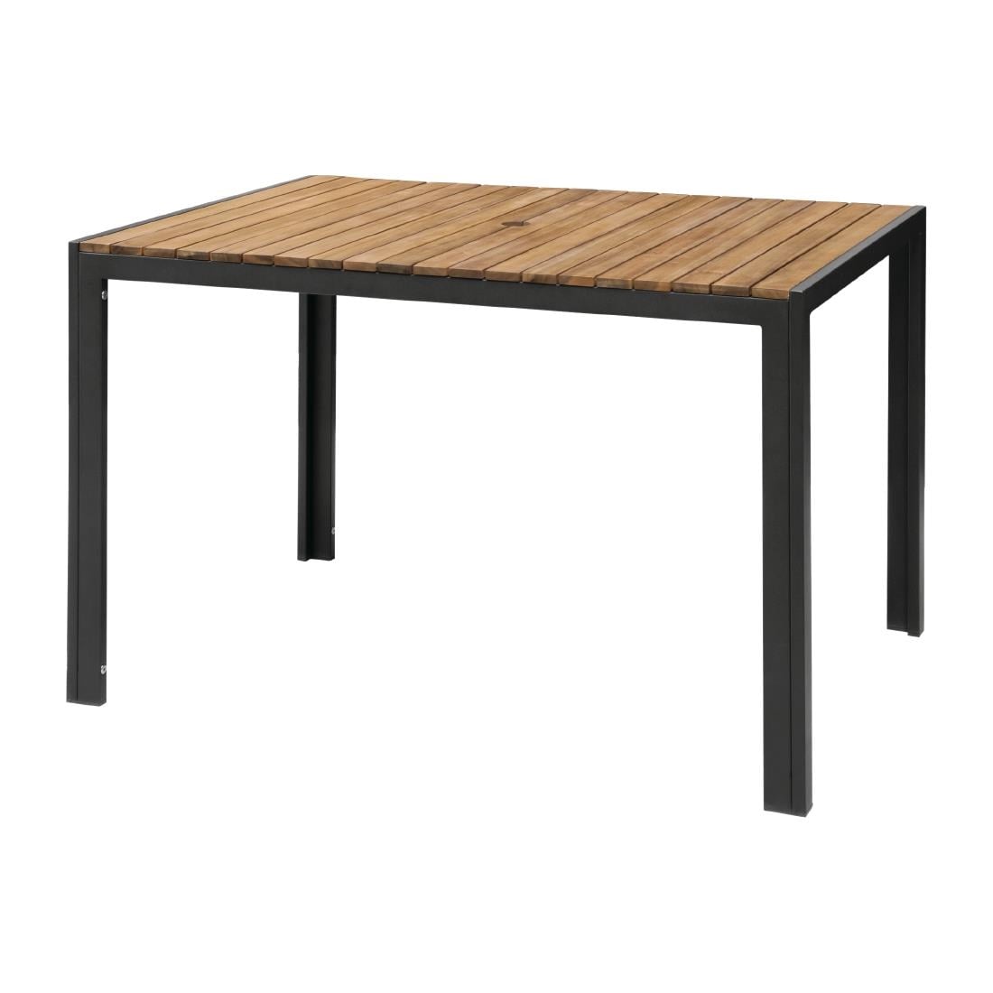 DS153 Bolero rechthoekige stalen en acaciahouten tafel 120x80cm