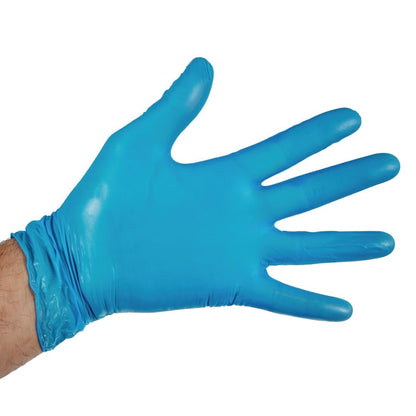 CF403-XL Hygiplas vinyl handschoenen blauw poedervrij XL (100 stuks)