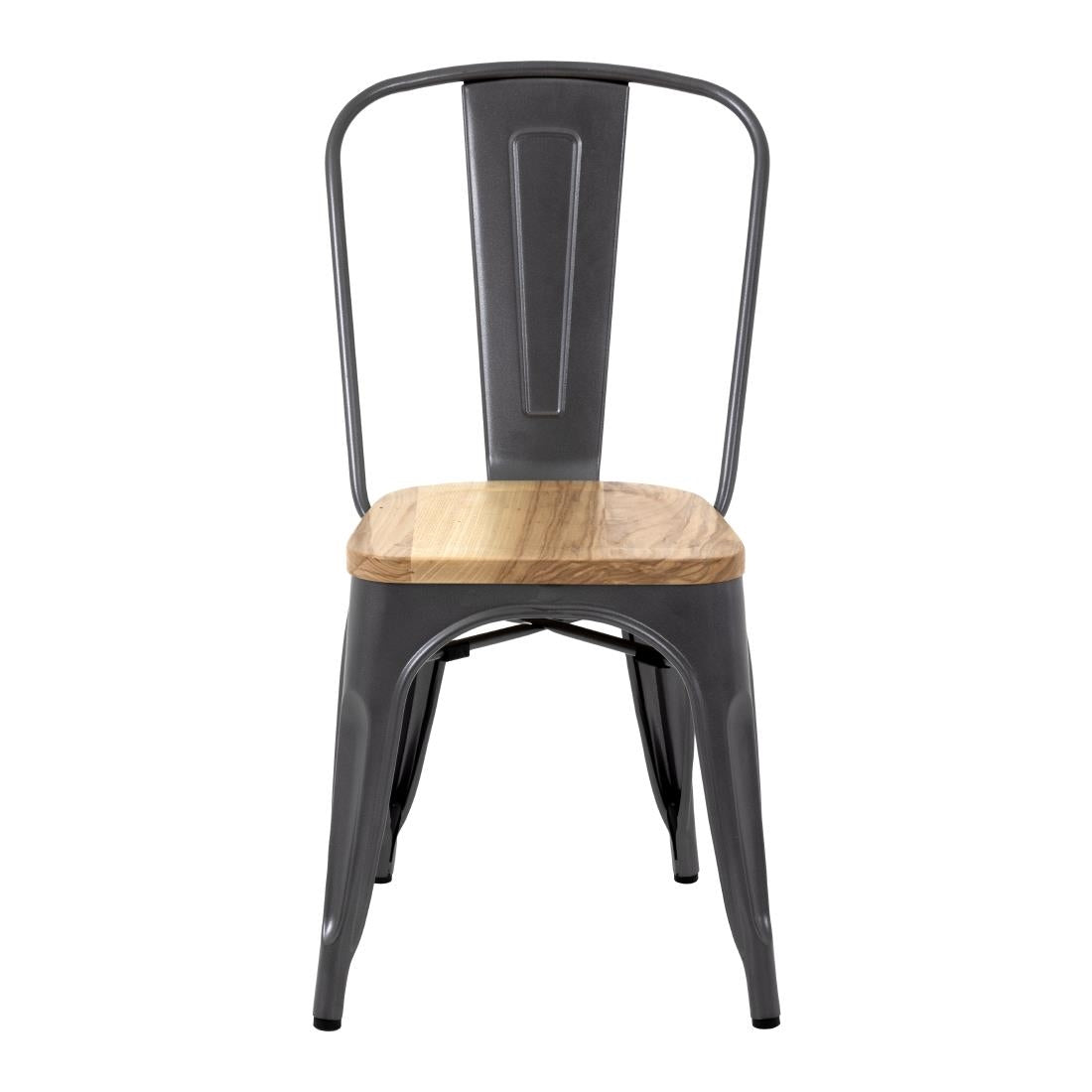 GG708 Bolero Bistro stalen stoelen met houten zitting grijs (4 stuks)
