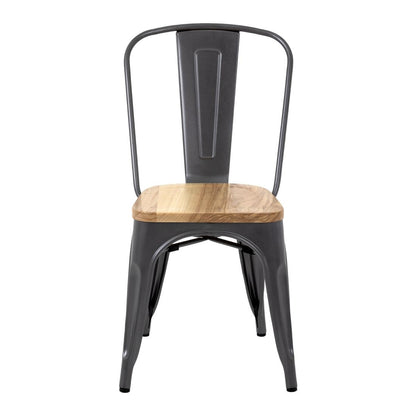 GG708 Bolero Bistro stalen stoelen met houten zitting grijs (4 stuks)