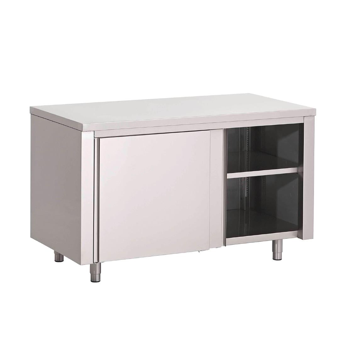 GN150 Gastro M RVS werktafel met schuifdeuren 88x120x70cm
