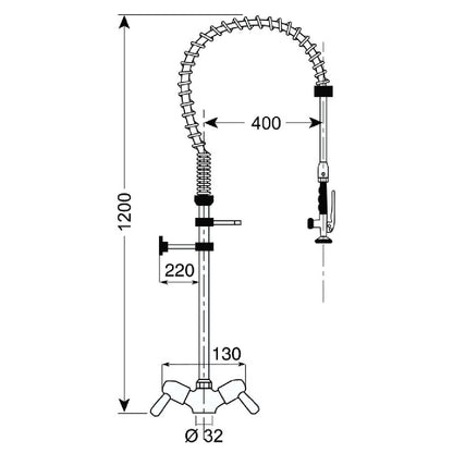 CY795 Gastro M voorspoeldouche monobloc hoog model