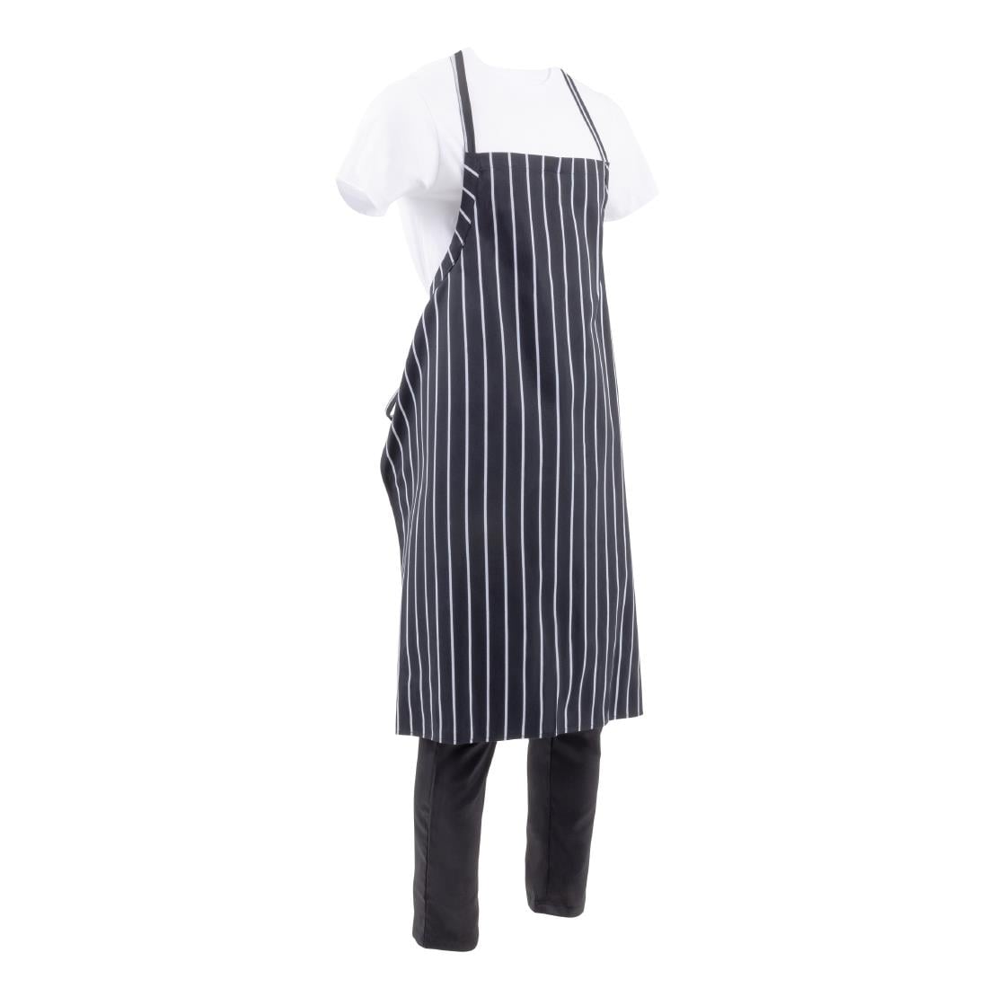 B248 Chef Works Premium geweven schort zwart-wit gestreept
