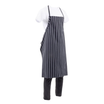 B248 Chef Works Premium geweven schort zwart-wit gestreept