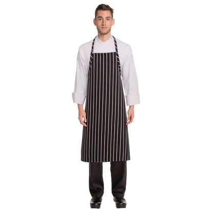 B248 Chef Works Premium geweven schort zwart-wit gestreept