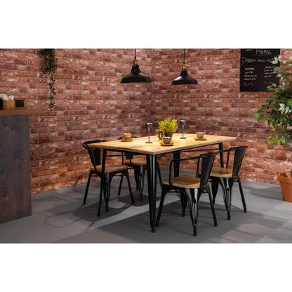 HZ804 Bolero Bistro Curve Armstoelen met Houten Zitting Zwart (4 stuks)