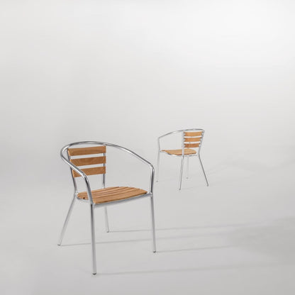 U421 Bolero aluminium en essenhouten stoelen met armleuning (4 stuks)