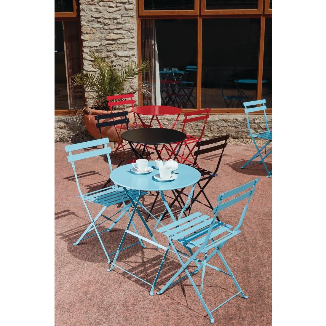GH555 Bolero stalen opklapbare stoelen rood (2 stuks)