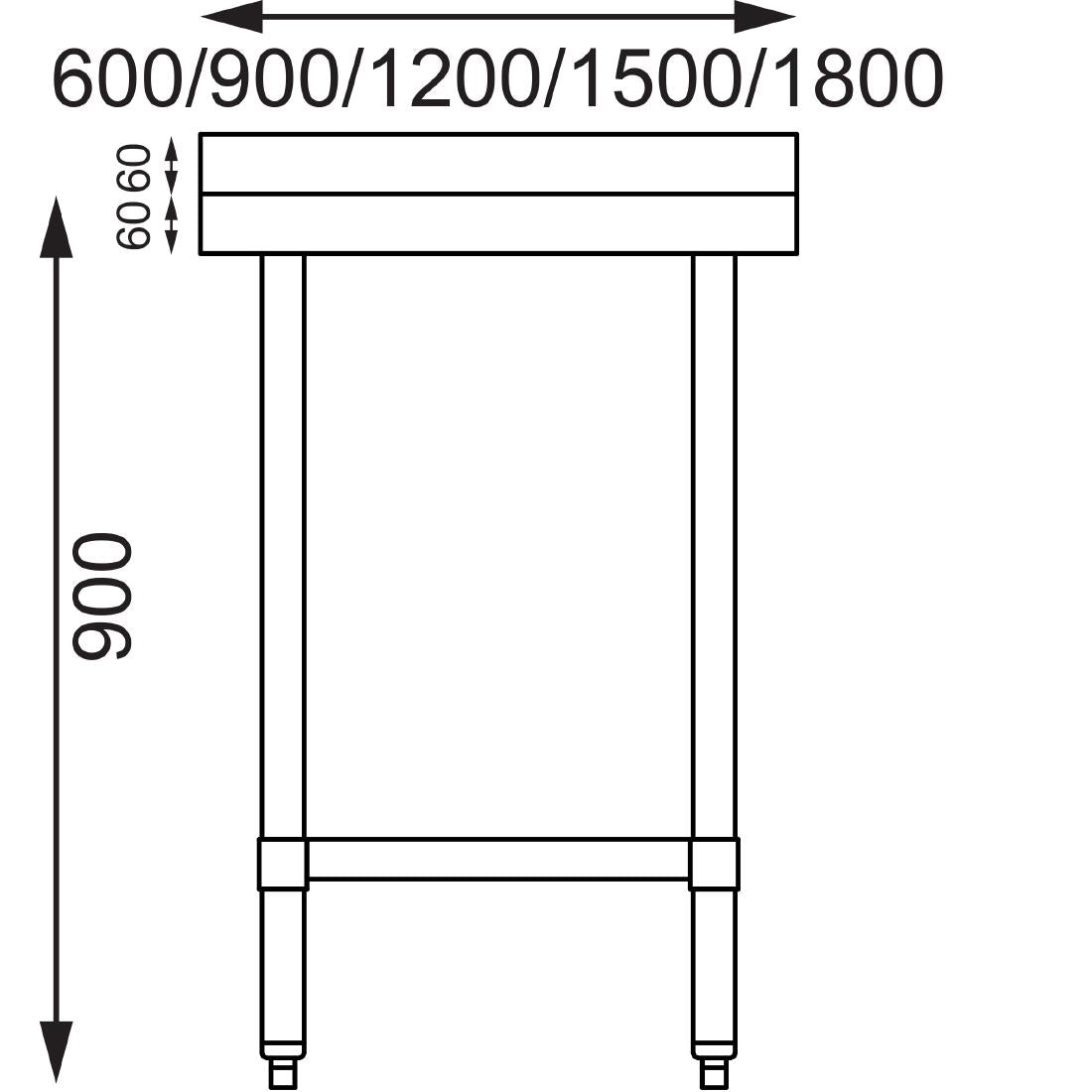 T383 Vogue RVS werktafel met achteropstand 90x180x60cm