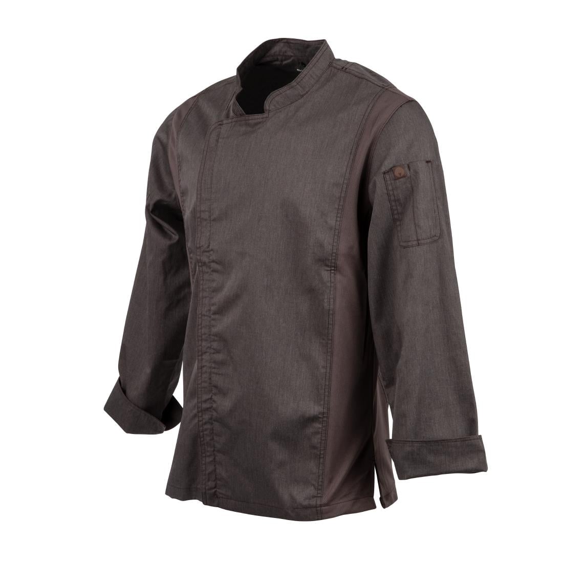 BB263-M Chef Works Urban Hartford unisex koksbuis met rits lange mouw grijs M