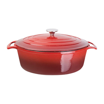 GH314 Vogue ovale inductie braadpan rood 6Ltr