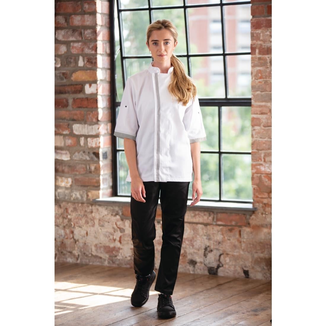 B998-M Southside unisex koksbuis korte mouw wit M