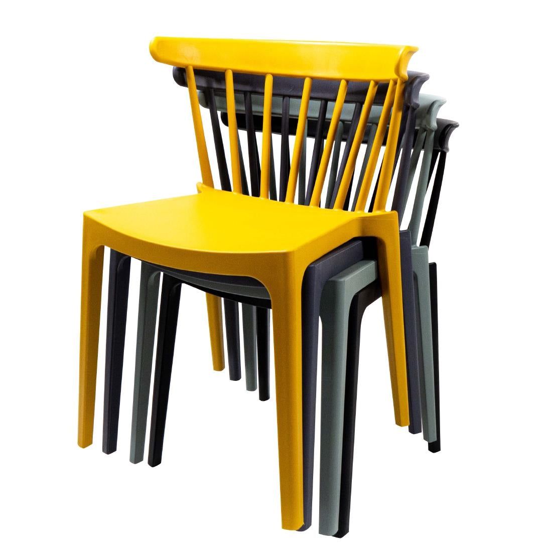 FT972 Windson polypropyleen stoelen antraciet (4 stuks)