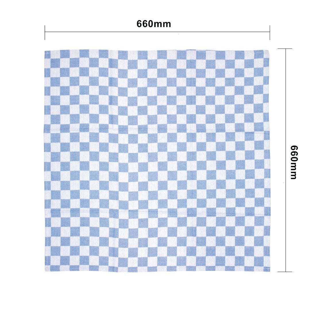 E578 Vogue theedoek blauw geblokt 66cm