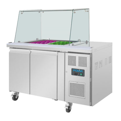 UA017 Polar U-serie tweedeurs saladette met vierkant kuchscherm
