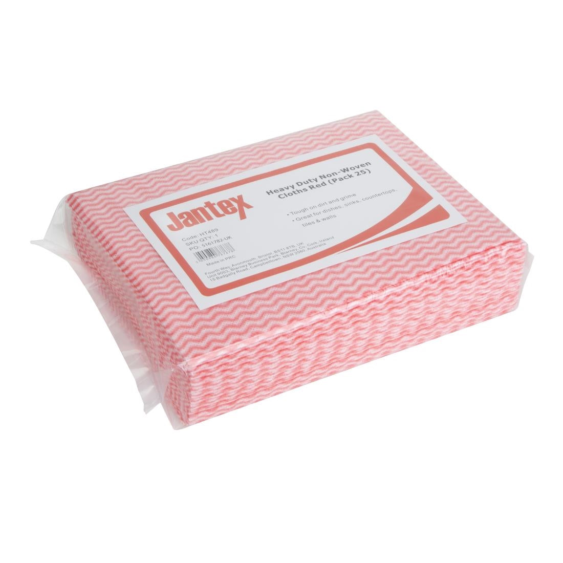 HT489 Jantex Zware Stofdoeken Rood (Pakket Van 25)