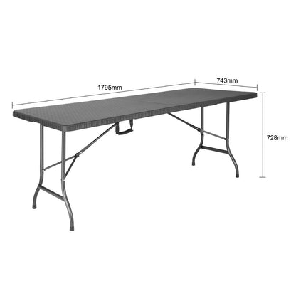 GR770 Bolero Rattan Rechthoekige Opvouwbare Tafel Zwart 6Ft