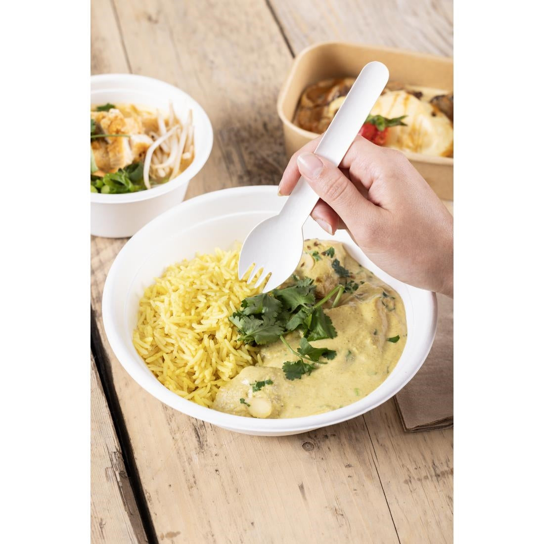 HT488 Fiesta Composteerbare Papieren Sporks 160 mm (100 stuks)