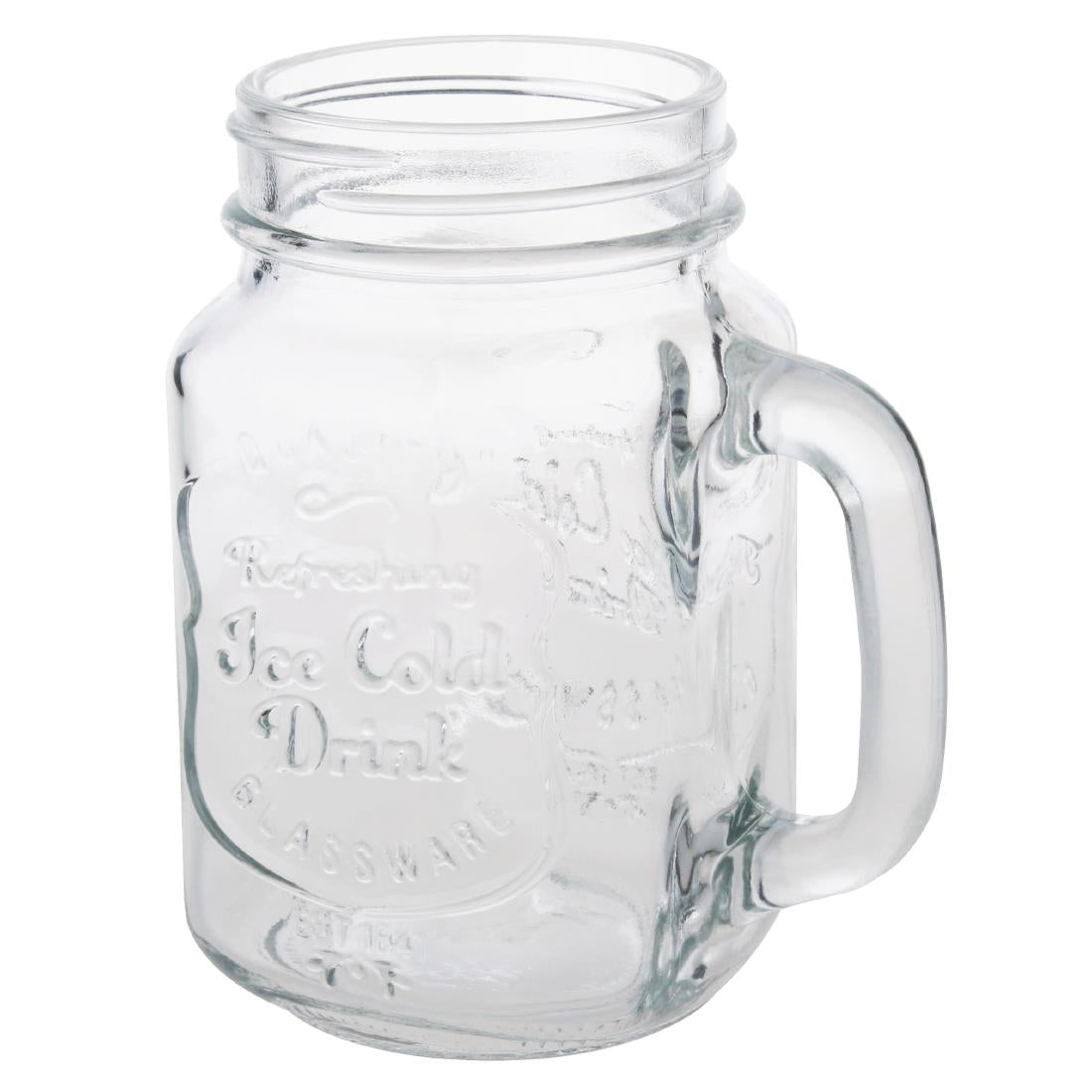 CM698 Olympia mason jar drinkglazen met tekst 450ml (12 stuks)