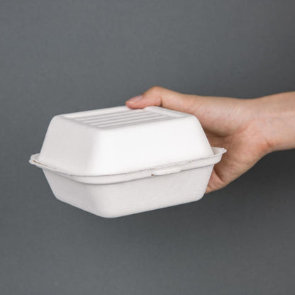 DW247 Fiesta Compostable bagasse hamburgerbakjes 153mm (500 stuks)