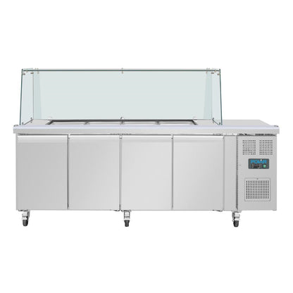UA019 Polar U-serie vierdeurs saladette met vierkant kuchscherm