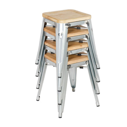 GM634 Bolero Bistro gegalvaniseerd stalen stoel met houten zitting (4 stuks)
