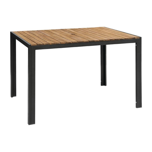 DS153 Bolero rechthoekige stalen en acaciahouten tafel 120x80cm