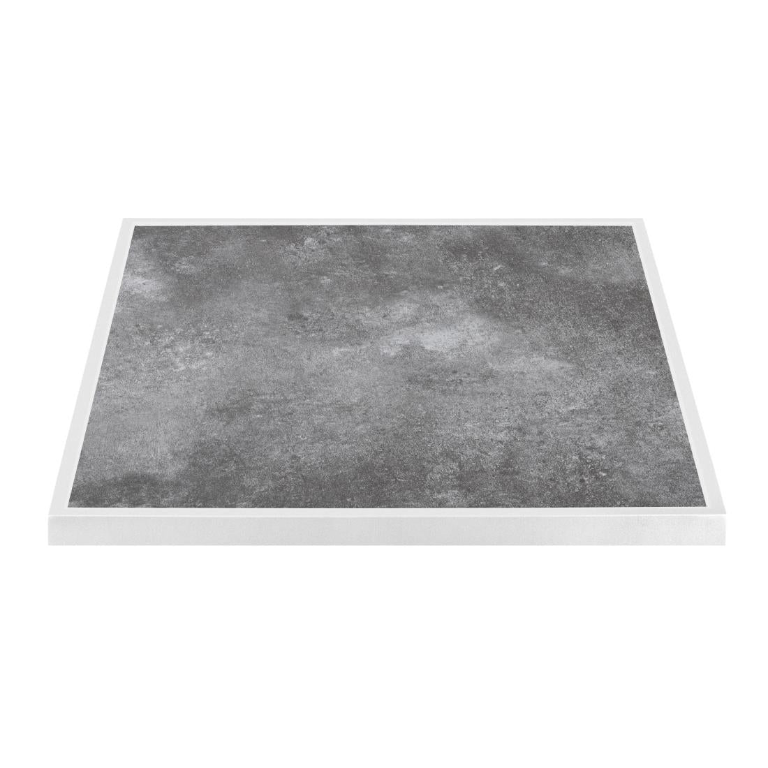 FU517 Bolero Tafelblad Van Gehard Glas Voor Buiten, Donker Steeneffect, Witte Rand - 700mm