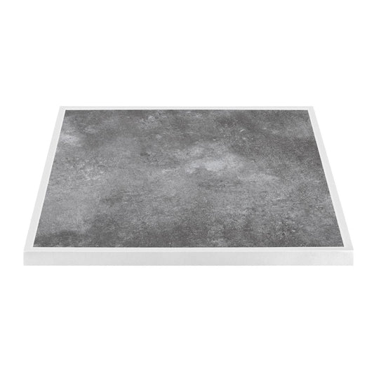 FU517 Bolero Tafelblad Van Gehard Glas Voor Buiten, Donker Steeneffect, Witte Rand - 700mm
