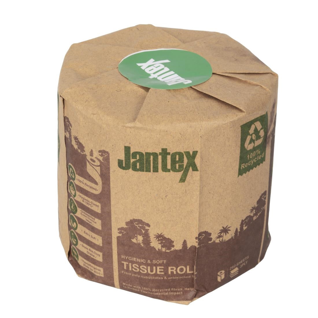 HX934 Jantex Groen 100% Gerecycled Gewikkeld Toiletpapier 3-laags 260 Vellen (36 stuks)